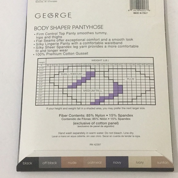 George Body Shaper Silky Sheer Sandalfoot Pantyhose Plus Size Nude - Picture 4 of 4